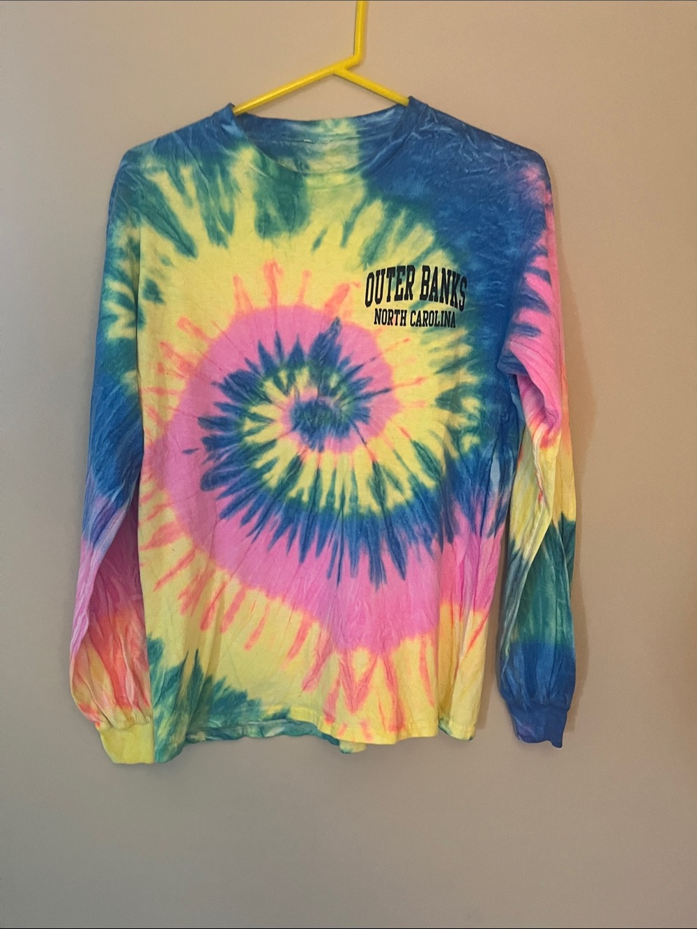 Outer Banks Tie-Dye Long Sleeve Women’s Shirt - Yellow, Pink, Blue
